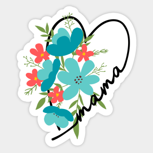 Mama heart floral gift for mom Sticker